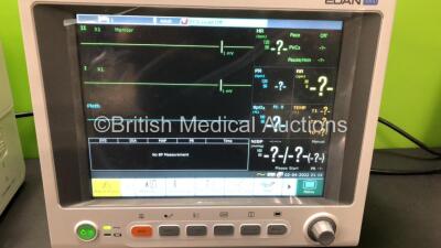 2 x EDAN iM60 Touch Screen Patient Monitors Including ECG, SpO2, NIBP, IBP1, IBP2, T1, T2 and CO2 Module Holder Options with 2 x Batteries, 2 x BP Hoses, 2 x BP Cuff, 2 x IBP Pressure Transducers, 2 x SpO2 Sensors, 2 x CO2 Sampling Lines, 2 x AC Power Cab - 2