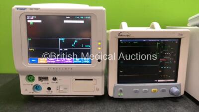 Job Lot Including 1 x Fukuda Denshi DS-7100 Patient Monitor Including ECG/RESP, BP, SpO2, TEMP, CO2, NIBP and Printer Options (Powers Up) 1 x Datascope Trio Patient Monitor Including ECG, T1, NIBP and SpO2 Options (Powers Up with Cracked Casing-See Photos - 2