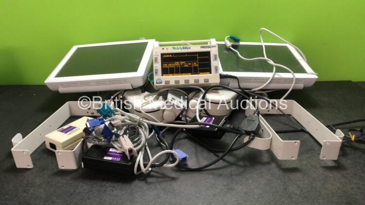 Job Lot Including 1 x Welch Allyn Propaq Encore Patient Monitor Including ECG, NIBP, SpO2, T1 and T2 Options with 1 x AC Power Supply (Powers Up) 2 x Spacelabs Ultraview SL Monitors with 2 x AC Power Supplies and 2 x Monitor Arms (Both Power Up)