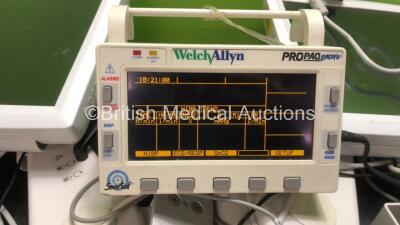 Job Lot Including 1 x Welch Allyn Propaq Encore Patient Monitor Including ECG, NIBP, SpO2, T1 and T2 Options with 1 x AC Power Supply (Powers Up) 2 x Spacelabs Ultraview SL Monitors with 2 x AC Power Supplies and 2 x Monitor Arms (Both Power Up) - 2