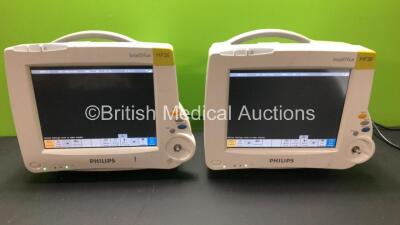 2 x Philips IntelliVue MP20 Patient Monitors *Mfds - 2010 - NA* (Both Power Up with Missing Dials)