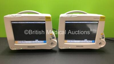 2 x Philips IntelliVue MP20 Patient Monitors *Mfds - 2010 - 2010* (Both Power Up with Missing Dials)