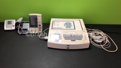 Job Lot Including 1 x Mortara ELI 250 ECG Machine with Lead (Powers Up) and 3 x Omron BP Monitors