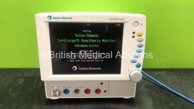 Datex Ohmeda Cardiocap 5 Anesthesia Monitor Including ECG, SpO2, NIBP, P1, P2, T1 and T2 Options (Powers Up)