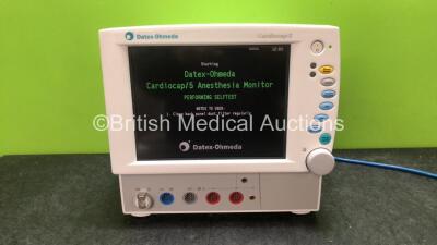 Datex Ohmeda Cardiocap 5 Anesthesia Monitor Including ECG, SpO2, NIBP, P1, P2, T1 and T2 Options (Powers Up)