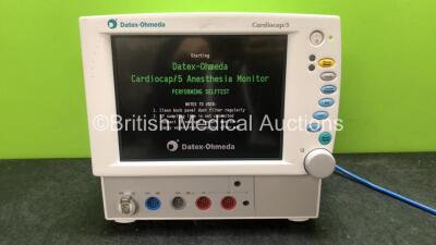 Datex Ohmeda Cardiocap 5 Anesthesia Monitor Including ECG, SpO2, NIBP, P1, P2, T1 and T2 Options (Powers Up)