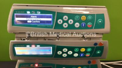 4 x B Braun Infusomat Space Volumetric Infusion Pumps with 4 x AC Power Supplies (All Power Up) *180146 - 225740 - 63422 - 63496* - 2