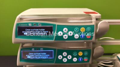 4 x B Braun Perfusor Space Syringe Infusion Pumps with 4 x AC Power Supplies (All Power Up) *75613 - 46933 - 101597 - 75618* - 2