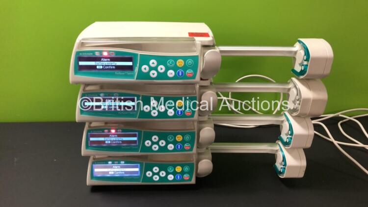 4 x B Braun Perfusor Space Syringe Infusion Pumps with 4 x AC Power Supplies (All Power Up) *75578 - 46932 - 75569 - 99299*