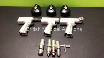 Job Lot of Stryker System 5 Instruments Including 1 x Sagittal Saw Handpiece, 1 x Rotary Handpiece, 1 x Reciprocating Handpiece, 4 x Attachments (1 x Reamer 4103-210, 1 x Reamer 4103-235, 1 x Drill 4103-131, 1 x Drill 4103-110) 3 x Ref.4115 Battery Packs