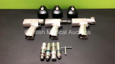 Job Lot of Stryker System 5 Instruments Including 1 x Sagittal Saw Handpiece, 1 x Rotary Handpiece, 1 x Reciprocating Handpiece, 4 x Attachments (1 x Reamer 4103-210, 1 x Reamer 4103-235, 1 x Drill 4103-131, 1 x Drill 4103-110) 3 x Ref.4115 Battery Packs