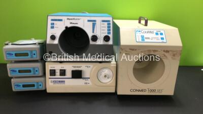 Mixed Lot Including 1 x Eschmann Smoke Evacuator, 1 x Conmed 1000 SES Smoke Evacuation System, 1 x Valleylab OptiMumm Smoke Evacuator, 3 x Invacare Softform Active 2 Hybrid Therapeutic Support System 2 Mattress Pumps, 1 x Vitalograph Model 2160 Spirometer