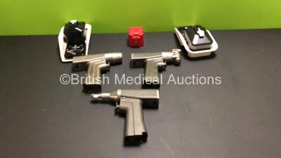 Job Lot Including 1 x Stryker System 6 6203 Rotary Handpiece, 1 x Stryker System 6 6206 Recip Handpiece, 1 x Stryker System 6 6208 Sagittal Handpiece, 2 x Aseptic Battery Housings, 2 x Battery Transfer Shields and 1 x Battery *5273-894*