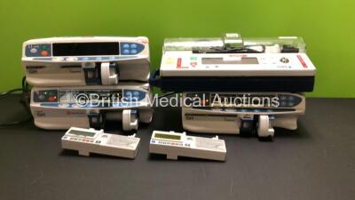 Job Lot Including 2 x Cardinal Health Alaris GH Syringe Pumps (1 x Powers Up, 1 x Draws Power with Flickering Screen and Beeping Noise), 1 x Carefusion Alaris GH Syringe Pump (Powers Up) 1 x IVAC P5000 Syringe Pump (Untested Due to No Key) and 2 x McKinle