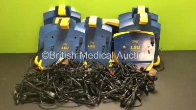 Job Lot Including 8 x Laerdal Suction Unit Wall Brackets, 43 x Laerdal Suction Unit DC Power Supplies and 30 x Laerdal Suction Unit Rechargeable Batteries (All Untested)