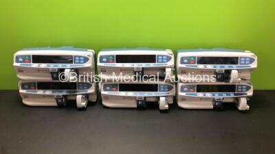Job Lot Including 4 x Carefusion Alaris GH and 2 x Carefusion Alaris CC Syringe Pumps (5 x Power Up with 3 x Blank Screens and 1 x Alarm ) *800214362 - 880306515 - 800304909 - 800214370 - 800214385 - 800205189*