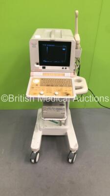 Hitachi EUB-405 Plus Portable Ultrasound Scanner with 2 x Transducers/Probes (1 x EUP-V53W and 1 x EUP-C514) and Sony Video Graphic Printer UP-895CE on Stand (Powers Up) * SN SE18354423 *