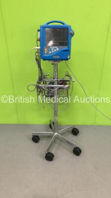 GE Critikon Pro 1000 Patient Monitor on Stand with NIBP,SpO2,ECG and Printer Options,1 x BP Hose,1 x 3-Lead ECG Lead,2 x BP Cuffs and 1 x SpO2 Finger Sensor (Powers Up)