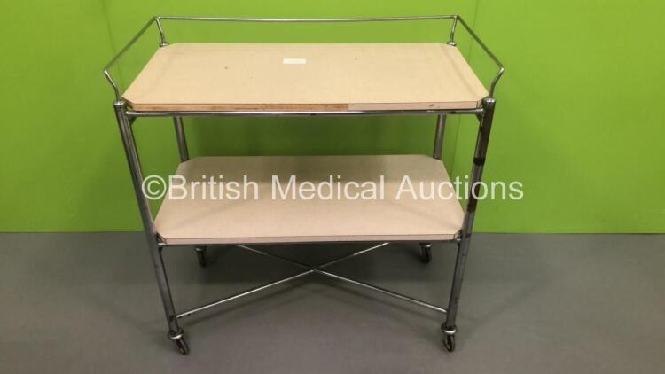 Stainless Steel Trolley with Wooden Shelves *S/N NA*