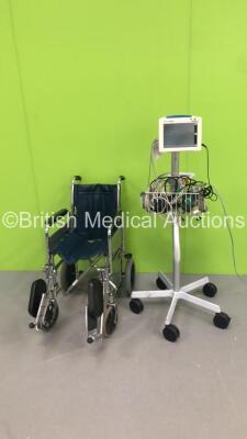 Welch Allyn ProPaq CS Patient Monitor on Stand with Leads and 1 x Manual Wheelchair (Powers Up)