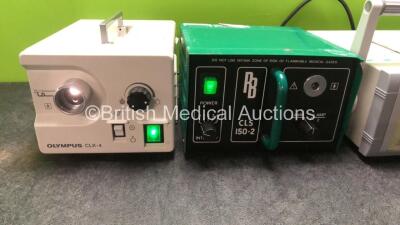 Mixed Lot Including 1 x Olympus CLK-4 Light Source (Powers Up with Good Bulb) 1 x RB CLS 150-2 Light Source (Powers Up with Good Bulb) 1 x AMI HAL Doppler II Ultrasound Proctoscope (Untested Due to Missing Power Supply) *SN 120990029, 616, 7933321* - 2