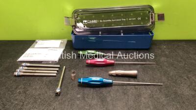 Mixed Lot Including 3 x Conmed Linvatec Y-KNOT Flex in Instrument Tray, 5 x Anspach Ref LONG HD 12.4cm Heavy Duty Long Attachments, 1 x NSK Ti-Max X-SG65 Handpiece *SN OBEX0058, 551574, 549931, 549473*