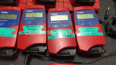 Job Lot Including 6 x Hemocue Glucose 201DM Diabetes Diagnostics Analyzers with 6 x HemoCue Primary Docking Stations (All Power Up) 6 x Hemocue Glucose 201+ Analyzers (All Power Up) 3 x AC Power Supplies *SN 1441721009, 1626503026, 1626503033, 1441721016, - 2