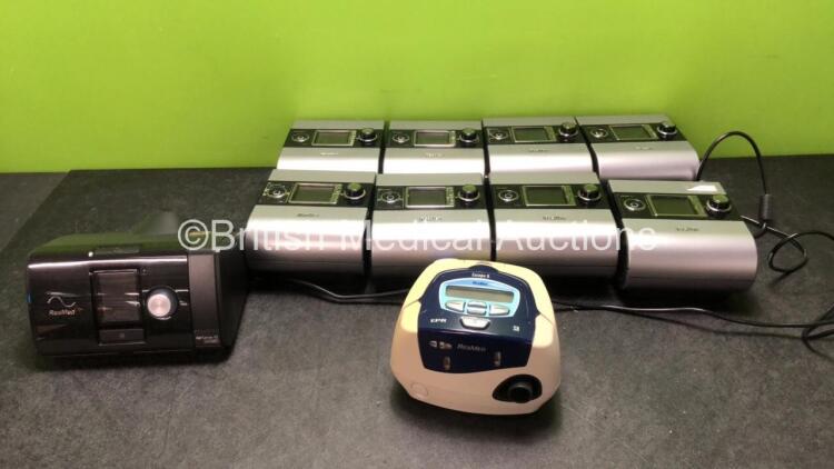 Job Lot of CPAPs Including 1 x ResMed Airsense 10 Autoset CPAP Unit (No Power when Tested with Stock Power Supply-Power Supply Not Included) 1 x Resmed Escape II CPAP Unit (Powers Up when Tested with Stock Power Supply-Power Supply Not Included 6 x Resmed