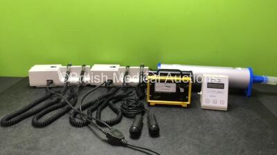 Mixed Lot Including 2 x Welch Allyn 767 Series Wall Mounted Ophthalmoscopes (Both Power Up with Missing Attachments-See Photos) 1 x Morgan 900 Series Mini Monitor (Powers Up) 1 x Agilent Electronic Flowmeter and 1 x Carefusion 3L Calibration Pump and 2 x 