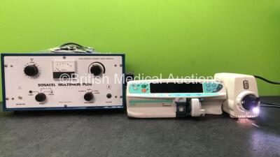 Mixed Lot Including 1 x Sonacel Multiphon Plus Ultrasonic Therapy Unit (Powers Up) 1 x Cardinal Health Alaris PK Pump (No Power) 1 x Welch Allyn Solarc Light (Powers Up)