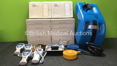 Mixed Lot Including 14 x capsule Datacaptor 800 Series Terminal Servers, 4 x Welch Allyn Suretemp Plus Thermometers (All Power Up) 1 x Fluke VR1710 Voltage Quality Recorder (Powers Up) 1 x Medtronic Ref 33.1.83.9.04 Footswitch, 1 x Valleylab Footswitch a