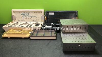 Mixed Lot Including 1 x Axis Fixation System *Incomplete* 3 x Plastic Sterilization Trays and 3 x Metal Sterilization Trays