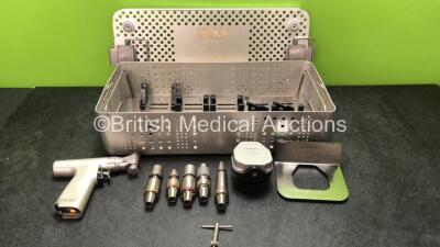 Job Lot Including 1 x DeSoutter KDX-600 Sagittal Saw, 1 x DeSoutter Ref 12900 RX-600 Attachment, 1 x De Soutter Ref 11820 RX-600 Attachment, 1 x DeSoutter Ref 11710 DX-600 Attachment, 1 x DeSoutter Ref 11730 DX-600 Attachment, 1 x DeSoutter Ref 12600 CX-6