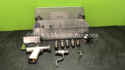 Job Lot Including 1 x DeSoutter KDX-600 Sagittal Saw, 1 x DeSoutter Ref 12600 CX-650 Attachment, 1 x DeSoutter Ref 12900 RX-600 Attachment, 1 x DeSoutter Ref 11710 DX-600 Attachment, 1 x DeSoutter Ref 11820 RX-600 Attachment, 1 x DeSoutter Ref 11730 DX-60