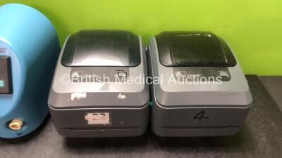 Mixed Lot Including 4 x Zebra GX430t Printers (All Untested Due to Missing Power Supplies) 1 x Medivators Scope Buddy Flushing Aid (Untested Due to Missing Power Supply) - 2