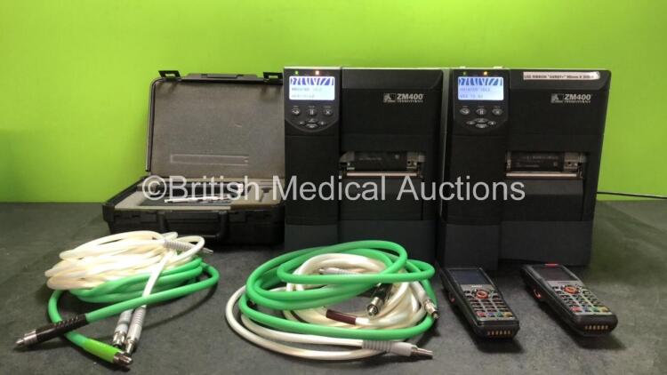 Mixed Lot Including 2 x Zebra ZM400 Printers (Both Power Up) 1 x Casio DT-X8-20E Barcode Scanner (Untested Due to Missing Batteries) 1 x Casio DT-X8-21E Barcode Scanner (Untested Due to Missing Batteries) 1 x Valleylab CUSA 200 Handpiece *Incomplete* 2 x