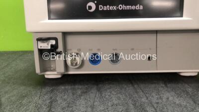 Datex Ohmeda Cardiocap 5 Anesthesia Monitor Including ECG, SpO2, NIBP and T1 Options with D-fend Water Trap (Powers Up) *SN FBWE00210* - 2
