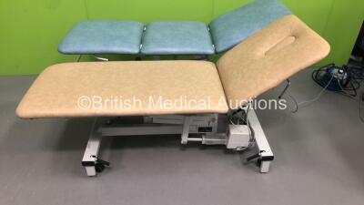 1 x Medi-Plinth Electric 3 Way Patient Examination Couch with Controller and 1 x Plinth 2000 Electric Patient Examination Couch with Controller (Both Power Up) - 2