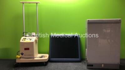 Mixed Lot Including 1 x Therapy Equipment Ltd Model 8011V35 Suction Unit (Powers Up with Missing Cup) 1 x GE 19 Inch Monitor (Untested Due to Missing Power Supply) 1 x Harmer X-Ray Light Box (Powers Up with Damage-See Photo)