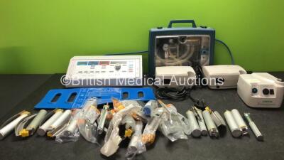 Mixed Lot Including 1 x Stockert Remote Control Unit (Powers Up) 1 x MEDesign Patient Handling Sling, 1 x Laerdal Suction Unit (Untested Due to Possible Flat Battery-External Power Supply Not Included) 2 x Henleys Medical Elite Air Compressors (Both Power