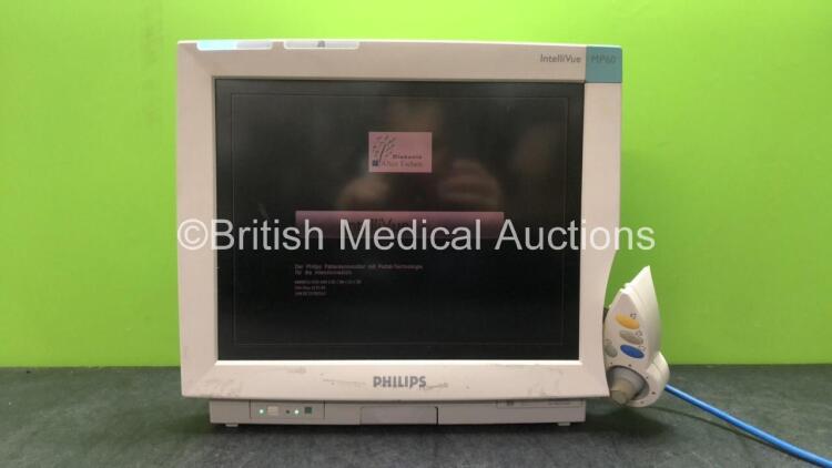 Philips Intellivue MP60 Patient Monitor Software Revision H.15.41 (Powers Up with Damaged Dial and Cracked Casing, Touch Screen Not Working-See Photos)