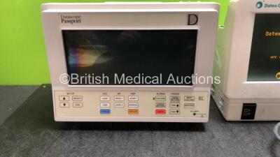 Mixed Lot Including 1 x Datascope Passport Patient Monitor Including ECG/EKG, IBP1, IBP2, CO2, SpO2 and Printer Options (Untested Due to Missing Power Supply) 1 x Datex Ohmeda S/5 Patient Monitor Including ECG, SpO2, NIBP and T Options with 1 x AC Power S - 2