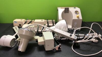 Mixed Lot Including 3 x Welch Allyn 767 Series Wall Mounted Ophthalmoscope, 3 x Surgical Lights and 1 x Eschmann VP 25 Suction Unit *Missing Cup*