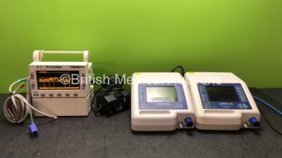 Mixed Lot Including 1 x Welch Allyn Propaq Encore Patient Monitor Including ECG, SpO2, T1, T2, NIBP CO2, P2 and P2 Options with 1 x AC Power Supply, 1 x NIBP Hose and 1 x SpO2 Lead (Powers Up) 2 x B & D Electromedical Nippy 3 + Ventilators (Both Power Up)