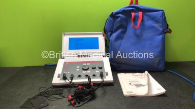 Enraf Nonius Myomed 932 Electrotherapy Unit with Electrode Connector Cables and Operating Manual in Carry Bag (Powers Up with Damaged Screen Bracket-See Photo) *SN 08326*