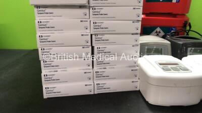 Mixed Lot Including Large Quantity of Covidien Ref 303030 Genius Tympanic Probe Covers, 2 x DeVilbiss Sleep Cubes with 1 x AC Power Supply (Both Power Up) 2 x Fisher & Paykel Ref ICONNAK Humidifier CPAP Unit (Powers Up) 2 x Fisher & Paykel NOVO CPAP Units - 2