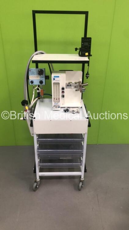 Anmedic Hawk Induction Anaesthesia Machine with Ohmeda 5120 Oxygen Monitor, InterMed Penlon Nuffield Anaesthesia Ventilator Series 200 and Hoses on Stand Trolley *C*