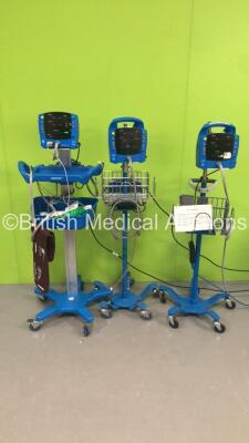 1 x GE Carescape V100 Patient Monitor on Stand with 1 x SpO2 Finger Sensor,1 x BP Hose and Cuff,1 x GE ProCare Auscultatory 100 Patient Monitor on Stand with 1 x BP Hose and 1 x GE ProCare Auscultatory Patient Monitor on Stand with 1 x BP Hose (ALL Power