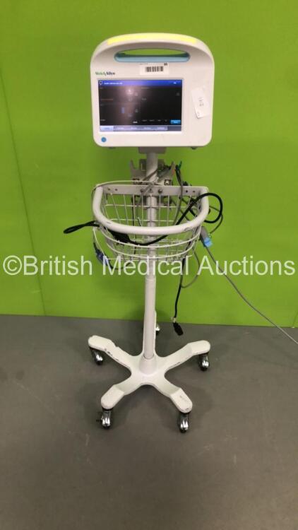 Welch Allyn 6000 Series Patient Monitor on Stand with 1 x SpO2 Finger Sensor (Powers Up)