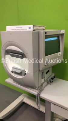 Zeiss Humphrey Field Analyzer Model 720i Rev 4.1 with Control Hand Trigger and Manual on Motorized Table with Printer (Powers Up-Crack to Trigger Casing-See Photos) * SN 720i-6647 * * Mfd 2005 * *IR352* - 3